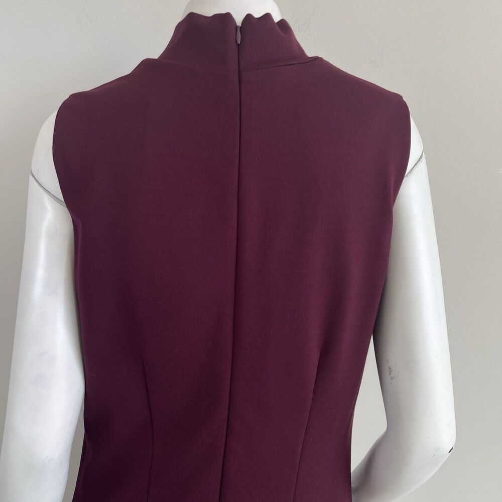 WHBM AURA Collection Sleeveless Sculpting Sheath Dress 14 Burgundy Career Office - Picture 8 of 14
